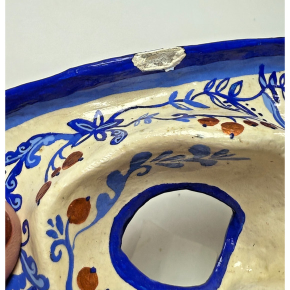Vintage Venetian Carnival Paper Maché Blue White Hand Painted Mask Italy Venice - Picture 2 of 5